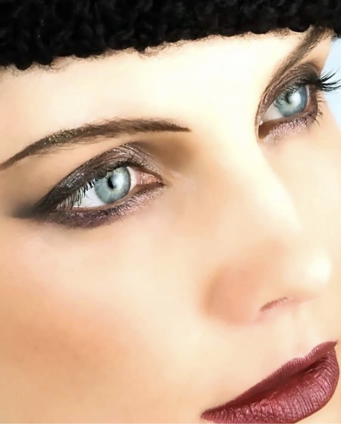 Close up high fashion eye and lip makeup
